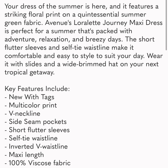 Loralette NWT Journey Maxi Dress in Green Floral Size 26/28 - Picture 15 of 16